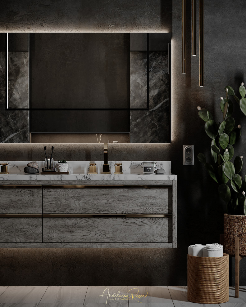 Дизайн проект ванной комнаты "Подземелье"