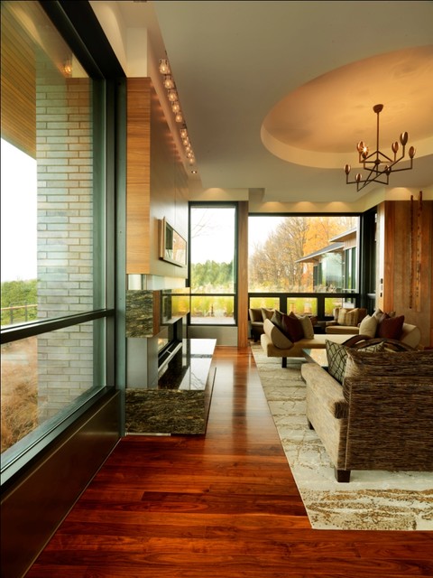 Quaker Bluff Residence rustik-vardagsrum