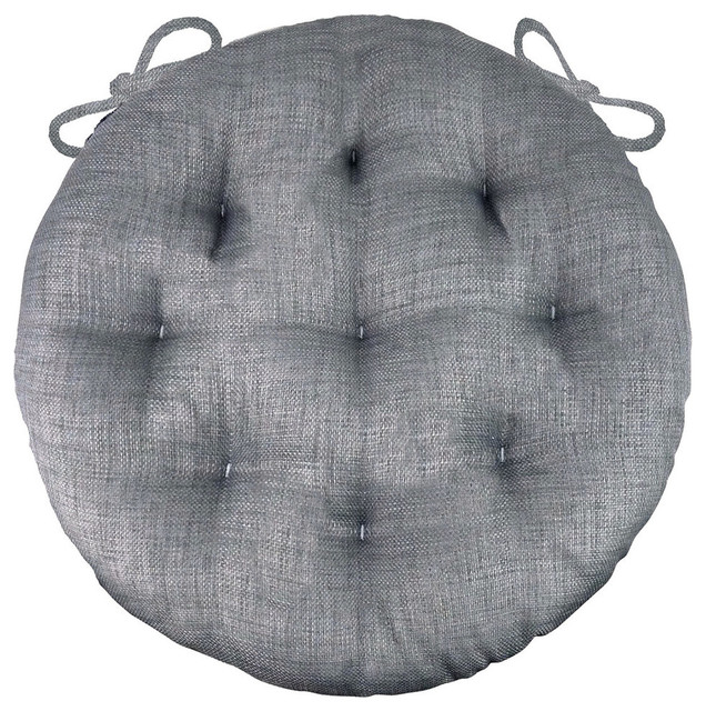 Rave Gray Bistro Chair Pad Round Cushion With Ties Indoor