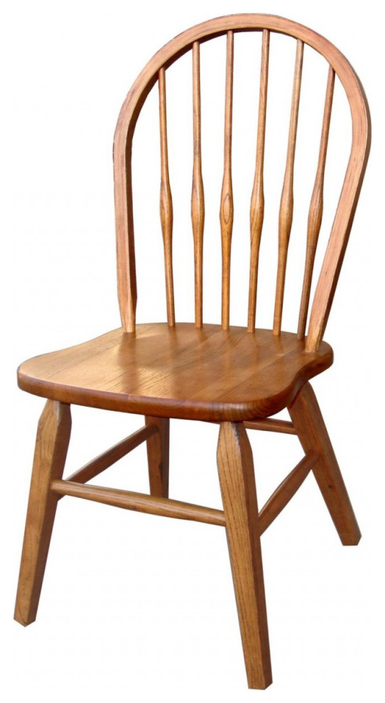 Rounded Back Harvest Oak Hardwood Dining or Side Chair Midcentury