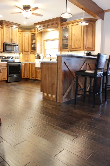 Rural Kewanee Kitchen Remodel With Rustic Beech Cabinets and White Sand ...