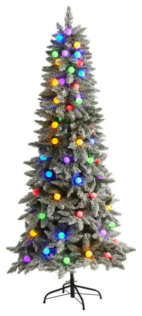 5' Flocked Grand Northern Rocky Fir Christmas Tree / 650 Warm Micro LED Lights