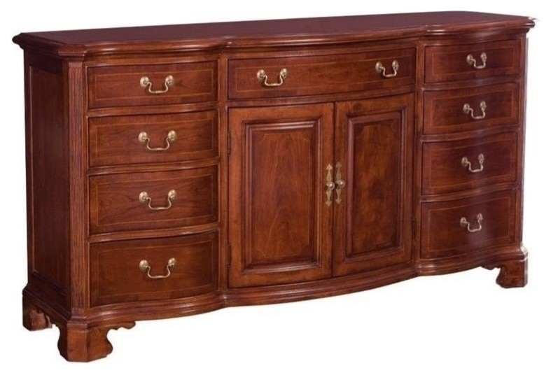 Beaumont Lane 9 Drawer Triple Dresser With Doors In Antique Cherry