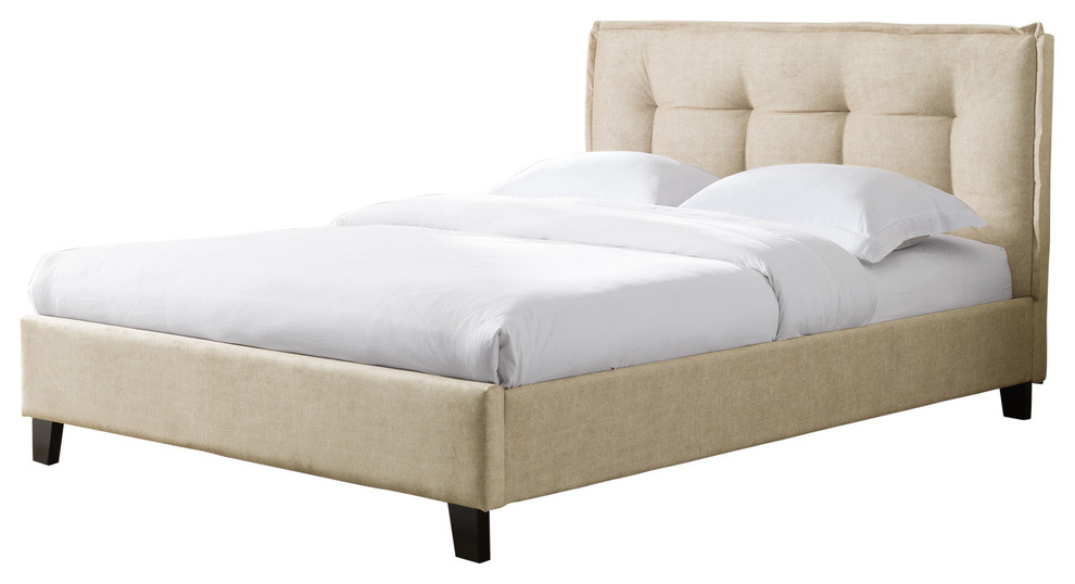 Zuri, Eversoft Tufted Platform Bed, Faded Brown, Full Transitional