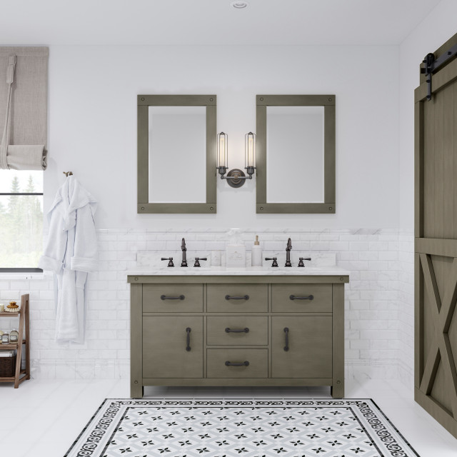 60" Grizzle Gray Double Sink Bathroom Vanity - Transitional - Bathroom ...