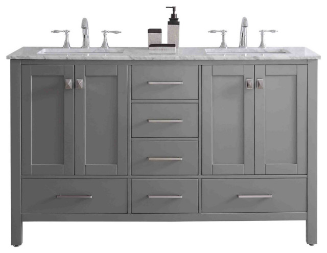 60 Modern Rustic Grey Double Sink Bathroom Vanity With A Marble Top