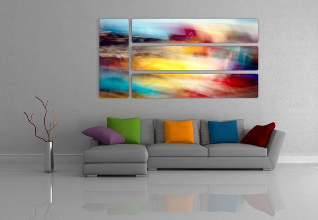 Abstract Prints  on Aluminum Contemporary Living Room 