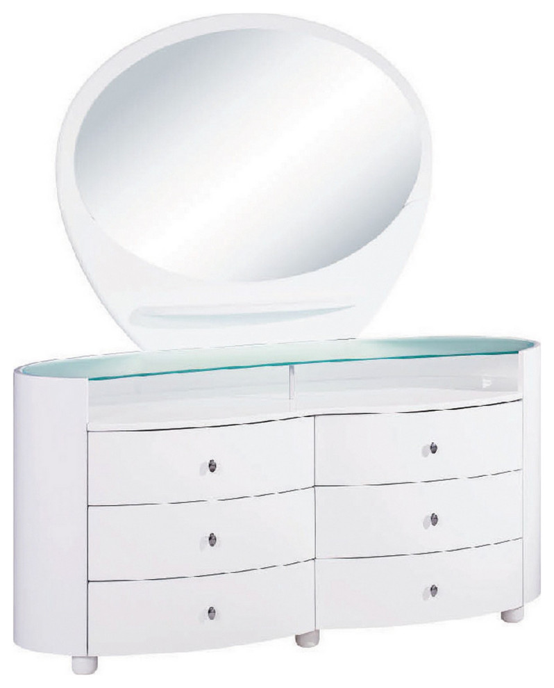 31" Sophisticated White High Gloss Dresser Contemporary Dressers