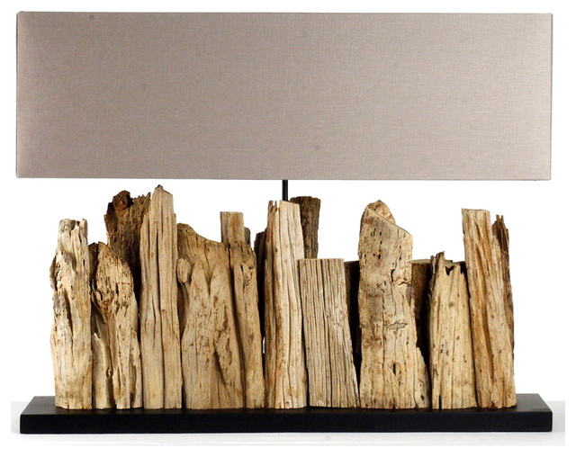 Vertico Riverine Root Modern Rustic Burlap Shade Table Lamp Long Vertico Riverine Root Modern Rustic Burlap Shade Table Lamp Long