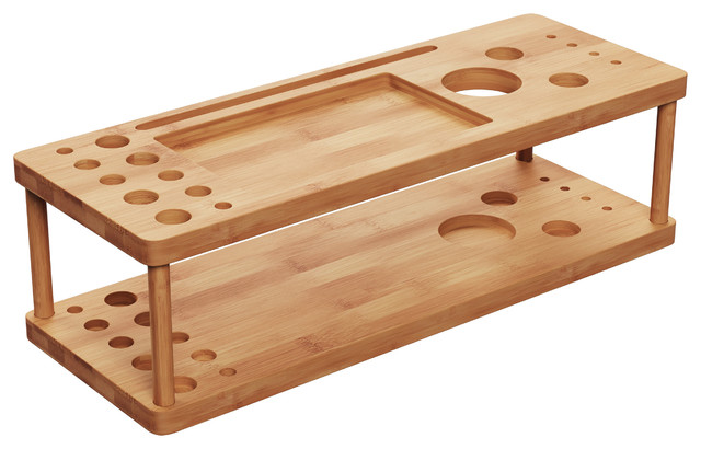 Lavish Home Bamboo Countertop Makeup Station Vanity Organizer