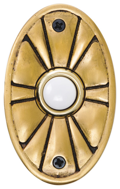 Solid Brass Oval Flower Doorbell in 4 Finishes, Antique Brass