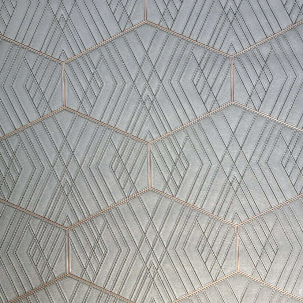 geometric Hexagon heavy textured gray bronze metallic
