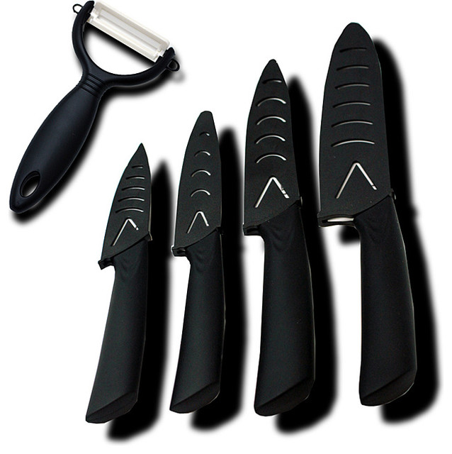 Dr. Tech 5-piece Ceramic Knife Set with Sheath and Peeler