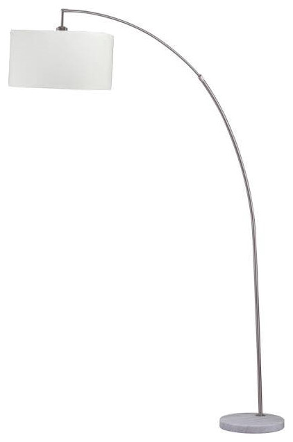 SH Lighting Strathaven 78" Tall Metal Arching Floor Lamp in Silver and White