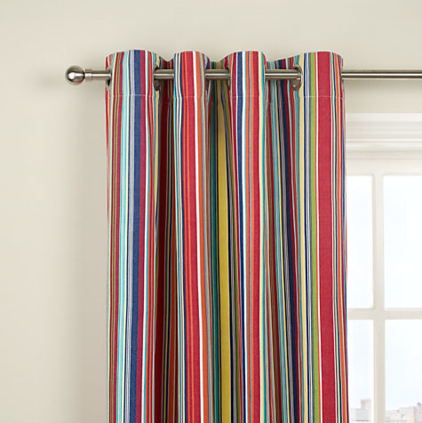 Bright Stripe Lined Eyelet Curtains, Multi