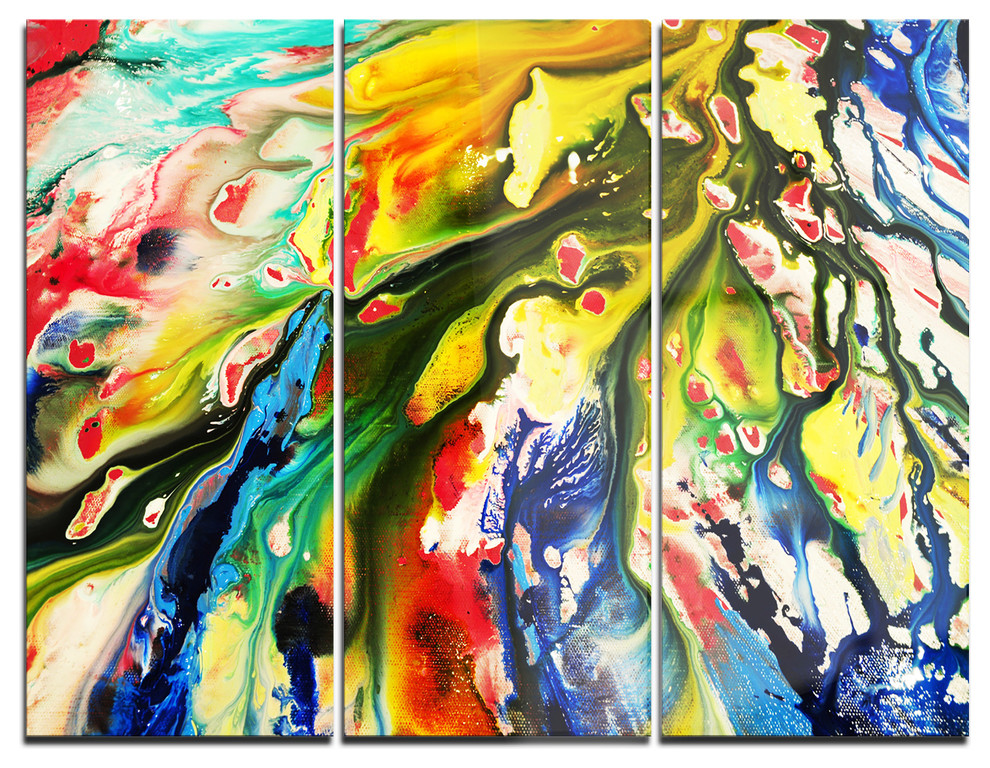 "Mixed Oil Color Texture" Glossy Metal Wall Art, 3 Panels, 36"x28", 36