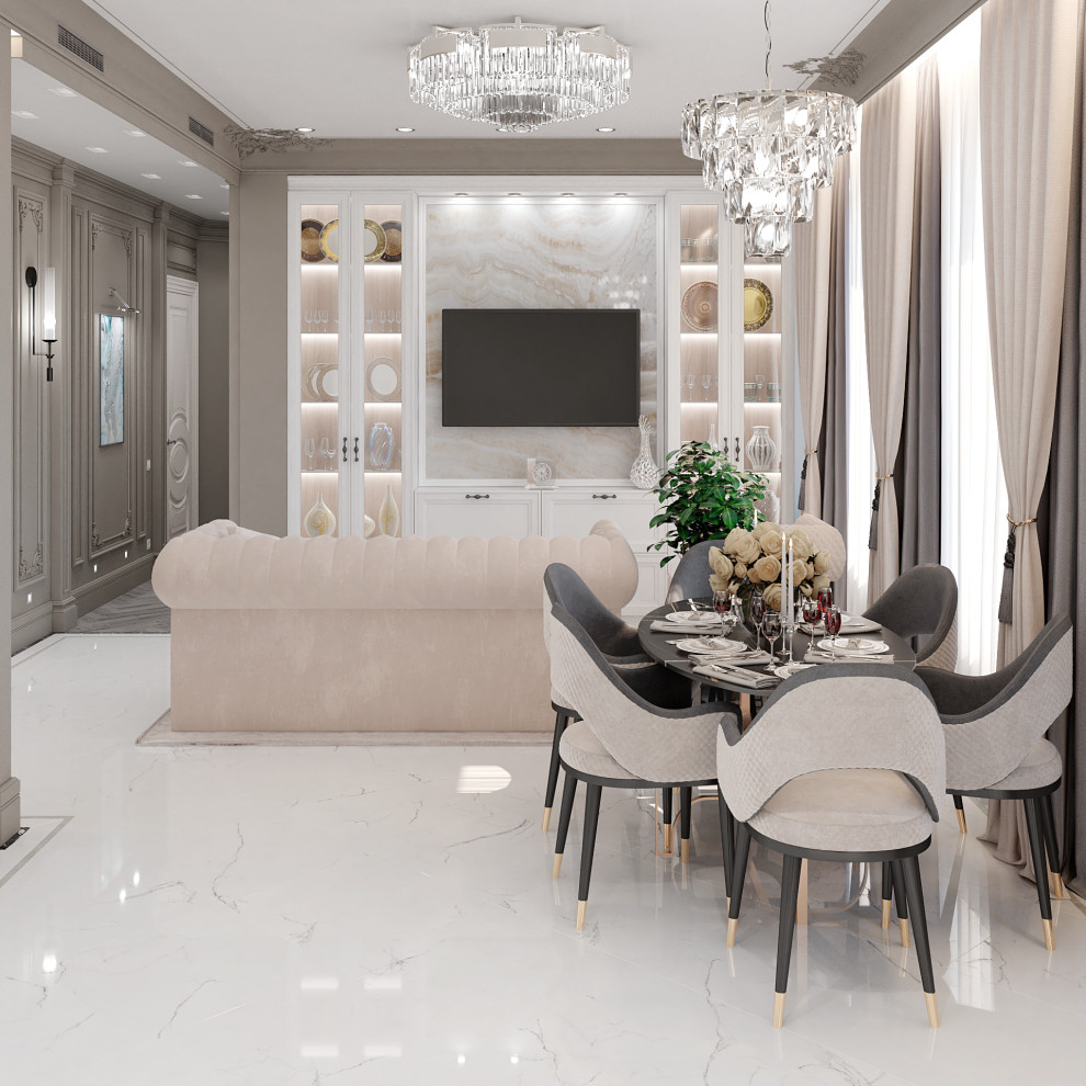 Гостиная в современном стиле в ЖК "Сердце Столицы"