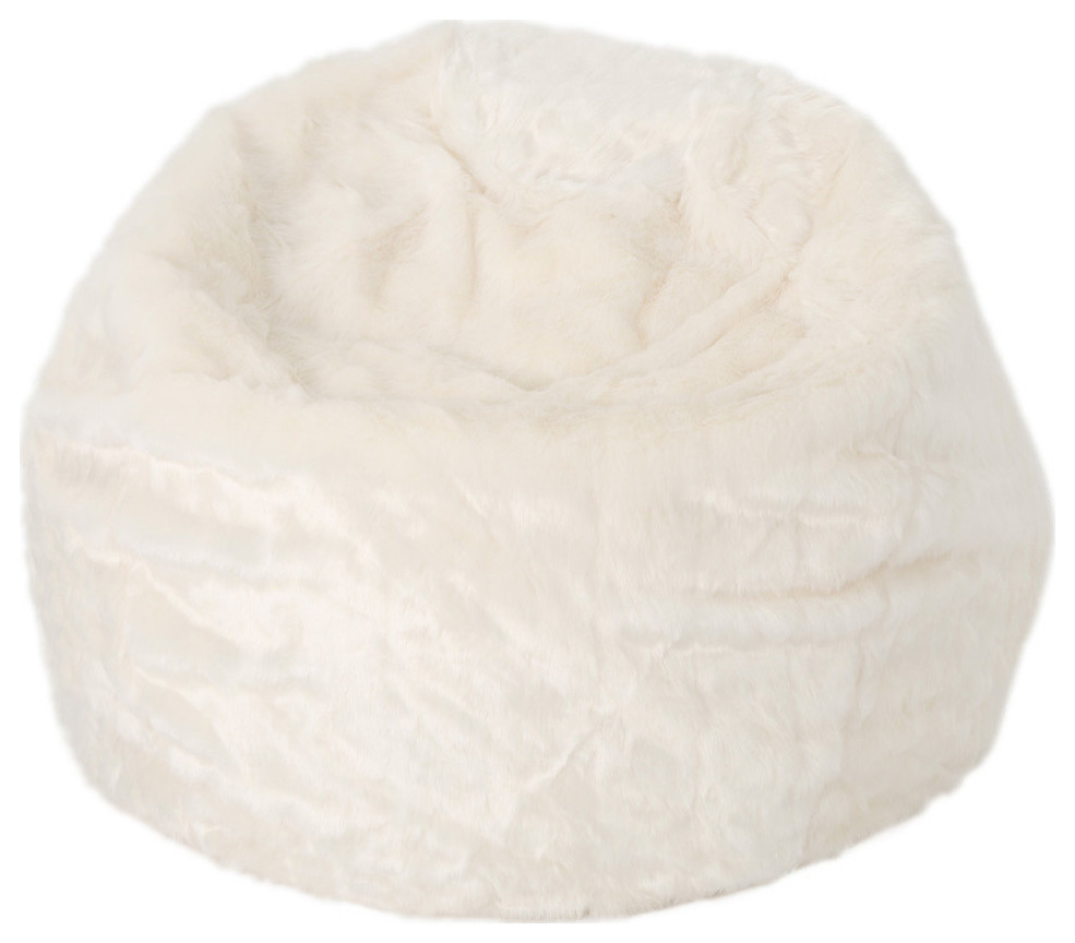 GDF Studio Laraine Furry Glam White Faux Fur 3' Bean Bag