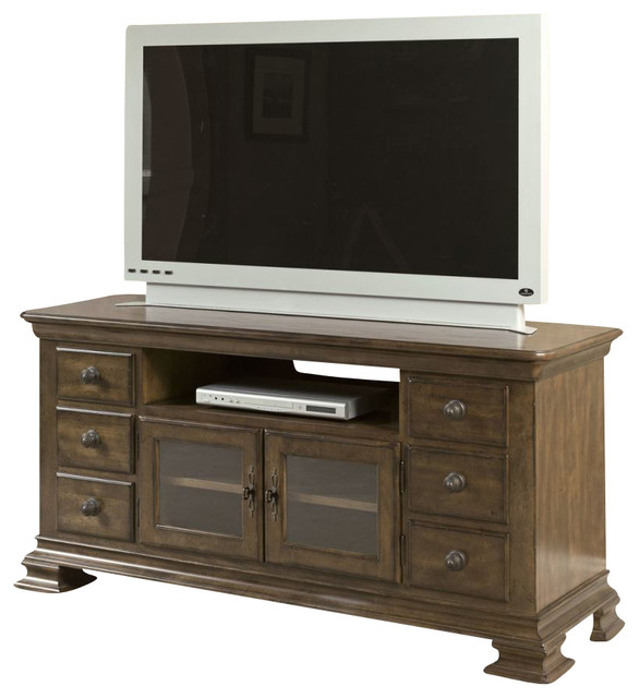 Kincaid Portolone Entertainment Console Table, Rich Truffle