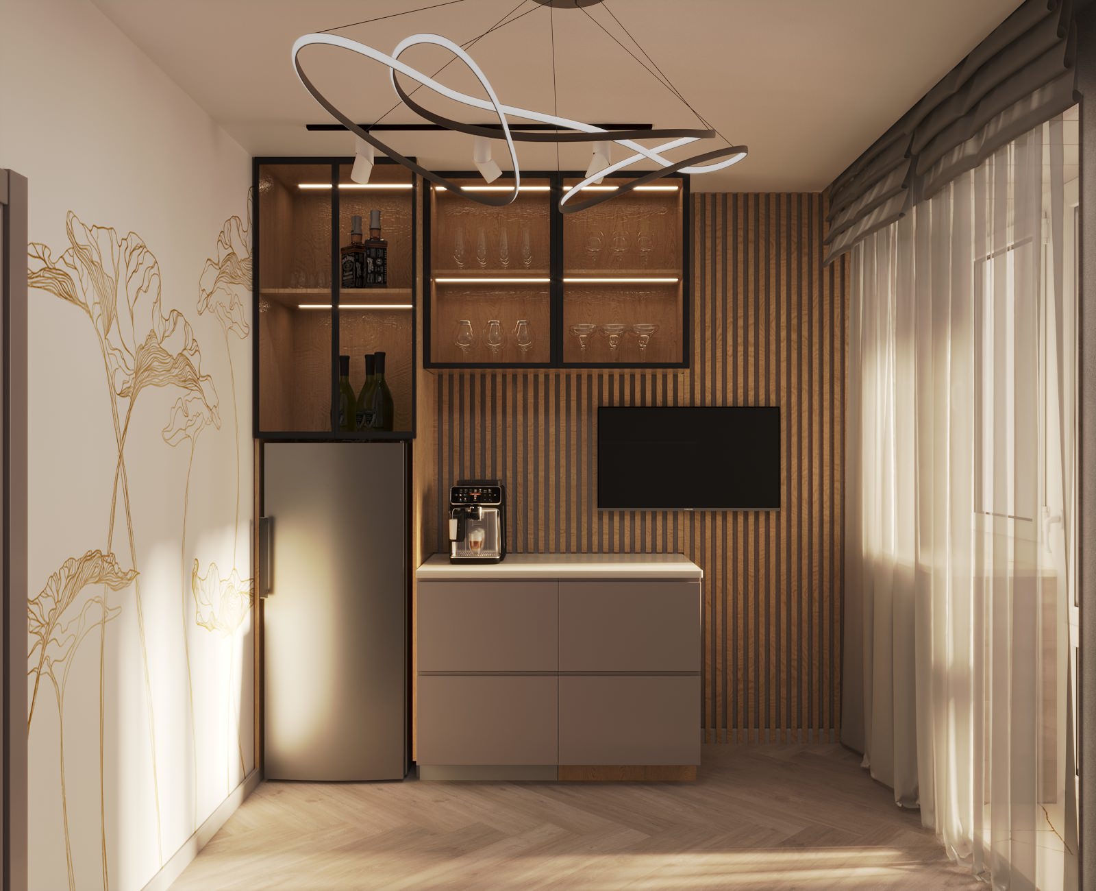 Кухня с золотыми акцентами