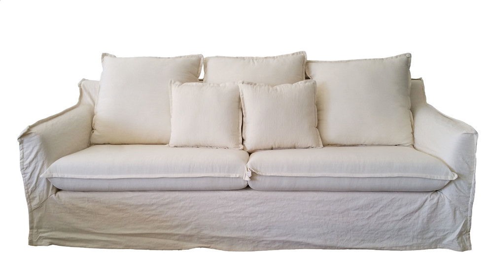 Fabric Sofa, White Linen Traditional Sofas by HONG DESIGN