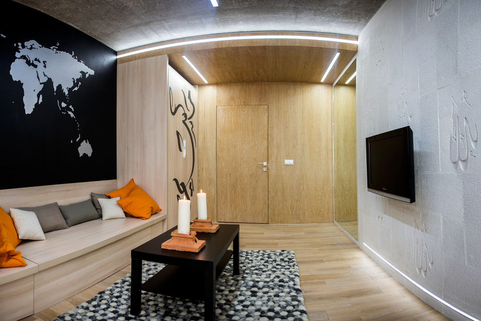 Спальня с бетонным потолком