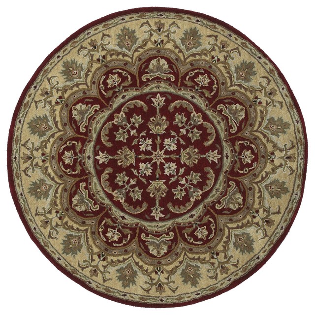 Kaleen Tara Rounds Collection Rug, Burgundy, 7'9" Round Traditional