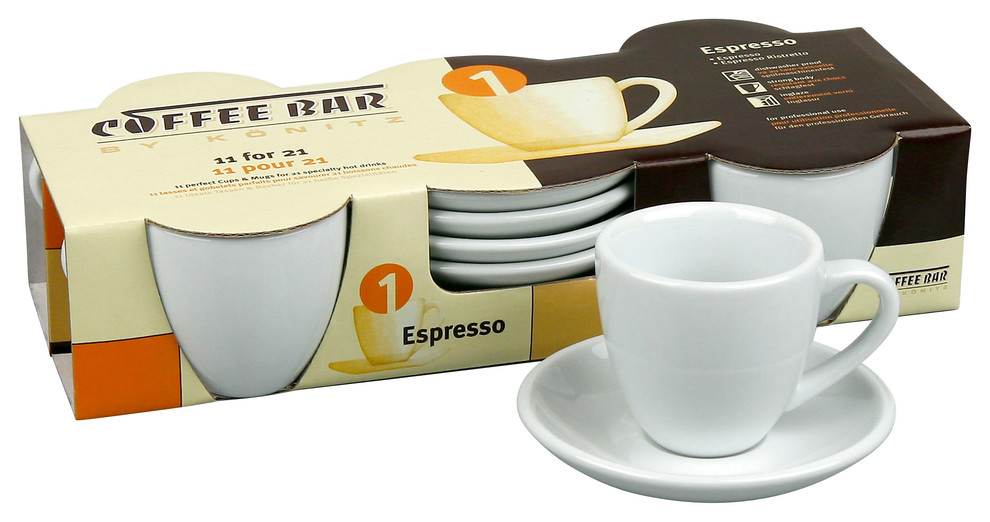 Set of 4 Espresso Cups and Saucers
