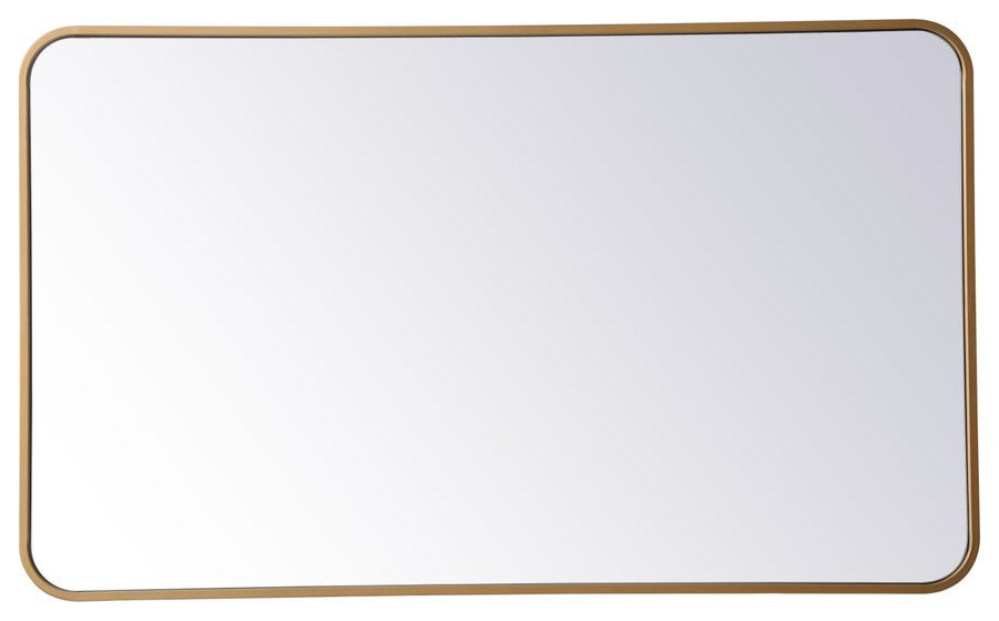 Ellis Soft Corner Metal Rectangular Mirror, 24"x40", Brass