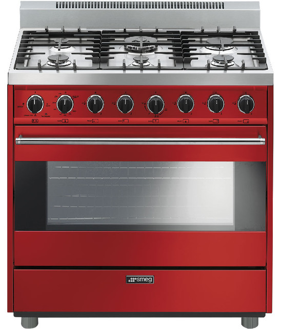 Smeg 36'' ProStyle 6 Burner Freestanding Gas Range Contemporary