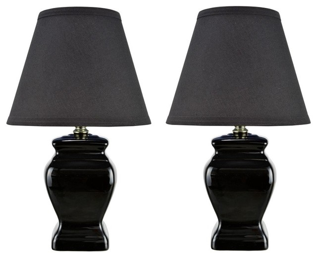 40074 3 Two Pack Set 14 1 2 High Traditional Ceramic Table Lamp Black