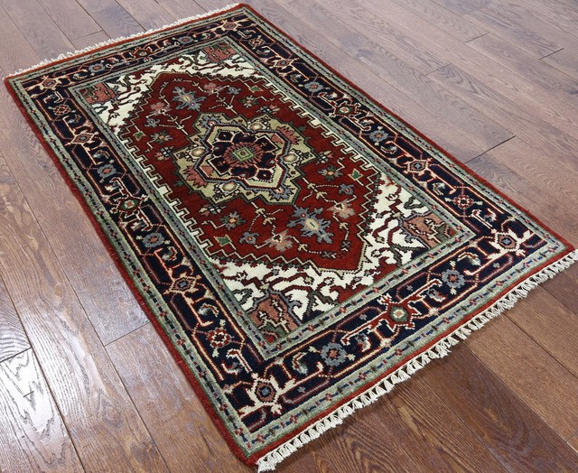 Handmade Area Rug Red 3 2 X5 1