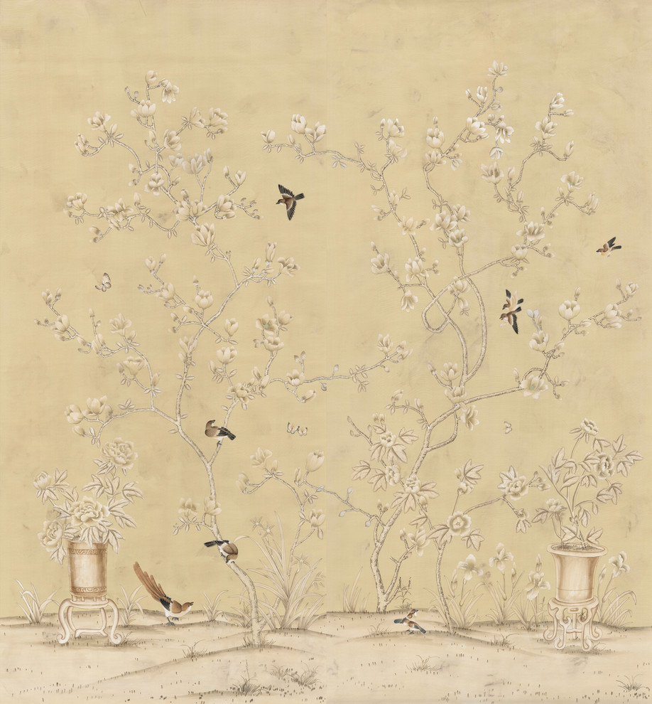 Chinoiserie Wall Mural Chinese Magnolia - Asian - Wallpaper - by ...
