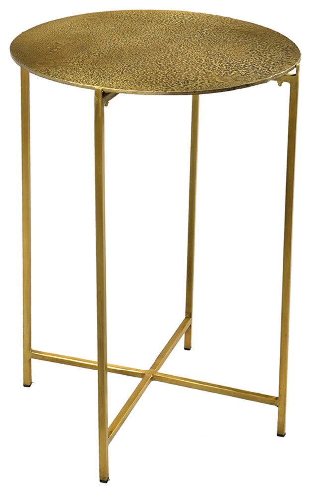 Hammered Brass Round Side Table Contemporary Side Tables And End