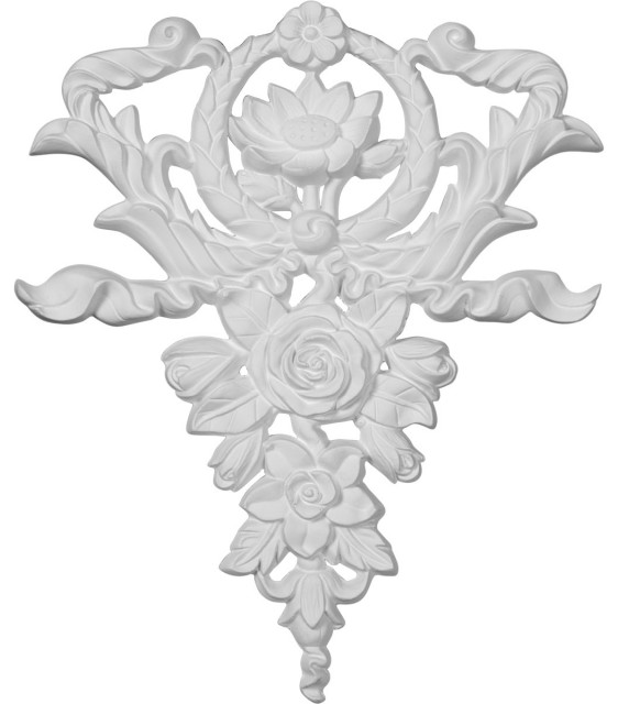 Large Flower And Wreath Drop Onlay 10 5 8 W X 12 5 8 H X 3 4 P Modern Onlays And Appliques By Burroughs Hardwoods Inc