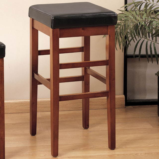Sonata 30in. Stationary Barstool in Brown Leather