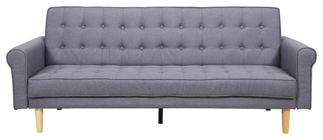 Mid Century Modern Vintage Style Linen Sleeper Futon Sofa Mid Century Modern Vintage Style Linen Sleeper Futon Sofa Dark Gray