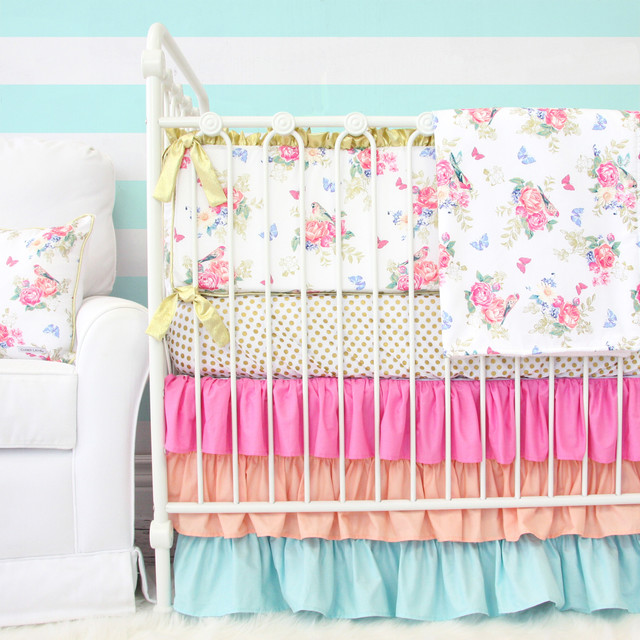 Olivia S Bright Boho Floral Crib Bedding Shabby Chic Style