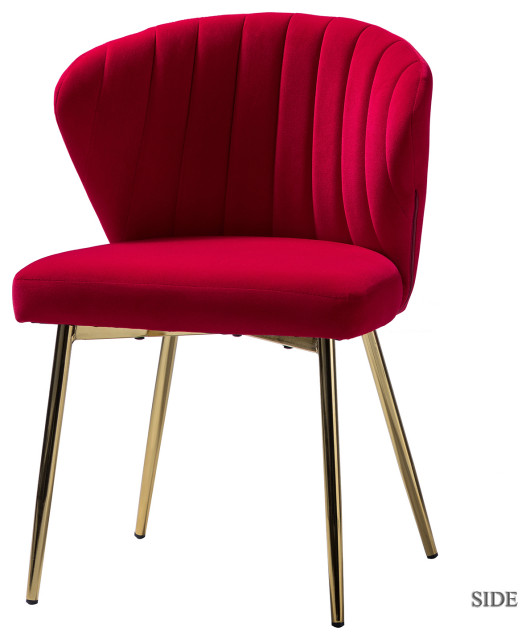Luna Contemporary Side Chair With Tufted Back, Red
