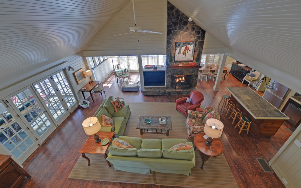 Photo of a country family room in Atlanta.