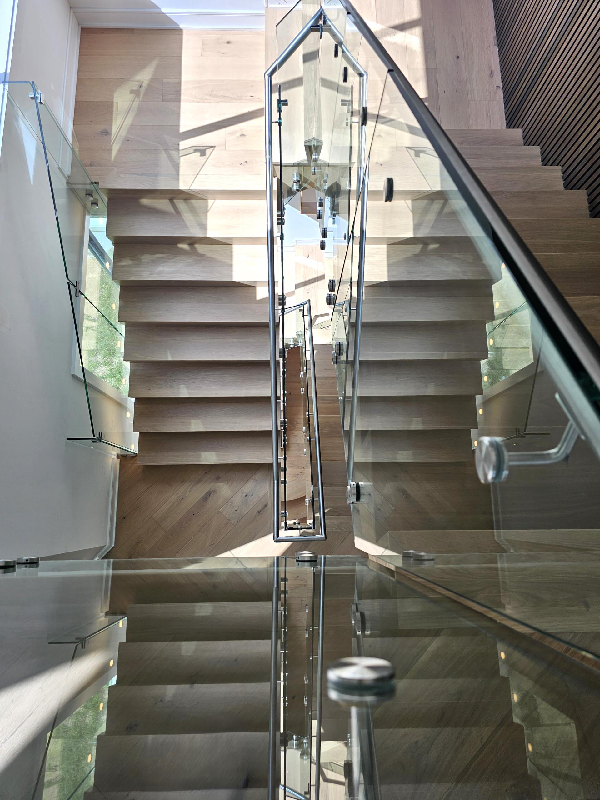 129_White Oak Slanted Riser Modern Stair, Mclean, VA 22102