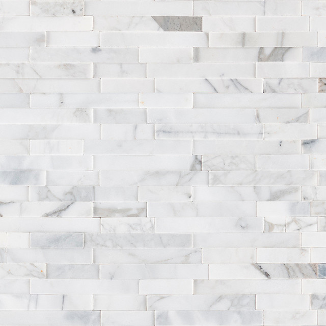 12 X12 Calacatta Cressa Interlocking L And Stick Wall Tile Traditional Mosaic By Tiay 12 X12 Calacatta Cressa Interlocking