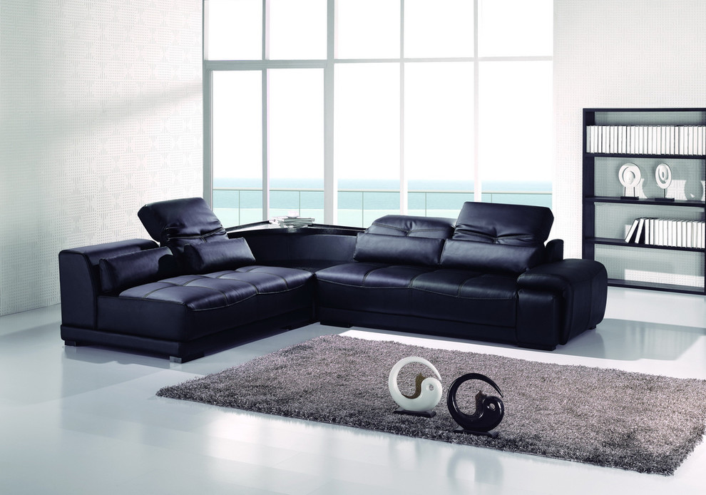 Modern Black Leather Sectional Sofa Set Couch Loveseat Corner Comfort