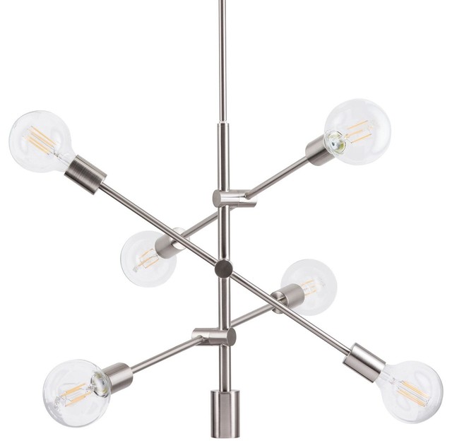 Marabella Chandelier With Bulb, Brushed Nickel