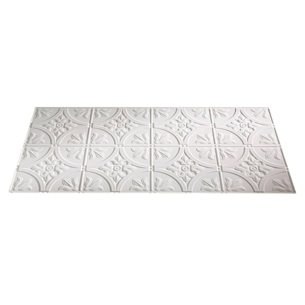 24"x48" Fasade Traditional 2 Glue-up Ceiling Tile, Matte White