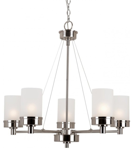 Five Light Brushed Nickel White Frosted Glass Up Chandelier Five Light Brushed Nickel White Frosted Glass Up Chandelier
