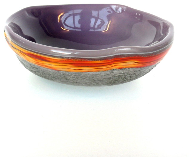 Textured purple blown glass bowl Modern Vases Perth by ORNO
