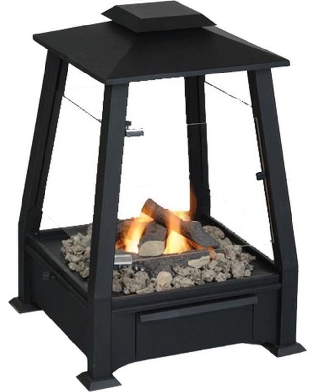 Sierra Outdoor Fireplace, Black