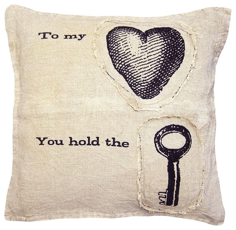 To My Heart You Hold The Key Linen Down Throw Pillow