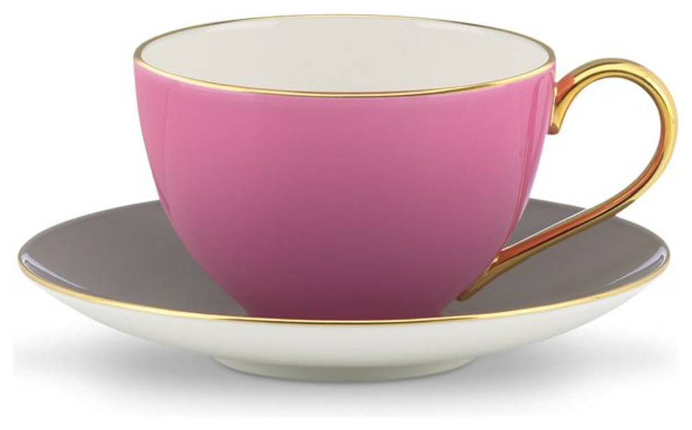 kate spade new york Greenwich Grove Pink Teacup and Saucer Set, Service
